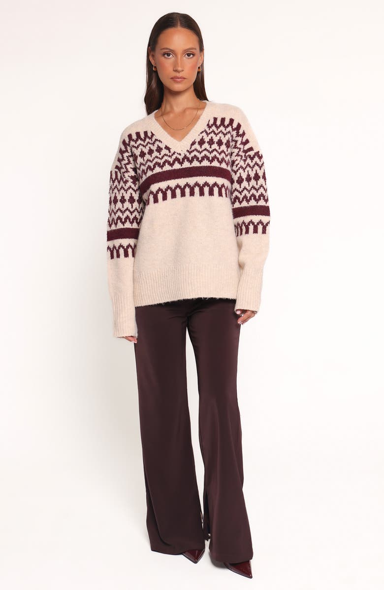 Petal & Pup Astrid Fair Isle Sweater, Alternate, color, Beige Cherry