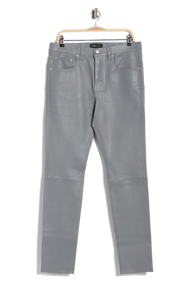 Slim Fit Leather Pants, Alternate, color, GREY