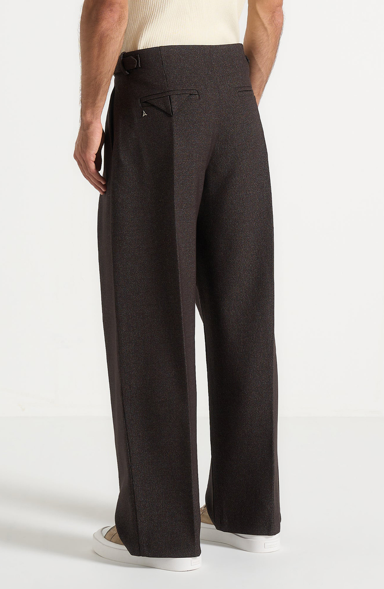 Manière De Voir Lior Box Pleat Hatched Wide Leg Trousers, Alternate, color, Brown
