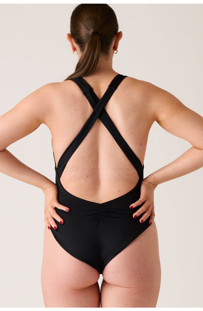 LONDRE BODYWEAR The Crossback One Piece - Tall, Alternate, color, Matte Black