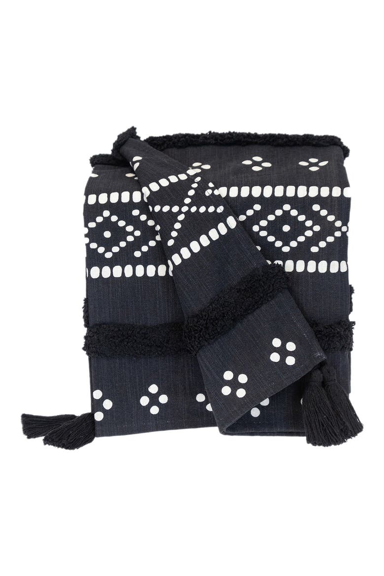 Niko Fringe Throw Blanket, Main, color, BLACK