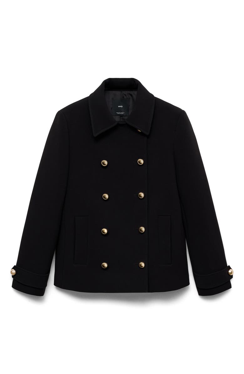 MANGO Double Breasted Jacket, Main, color, Black