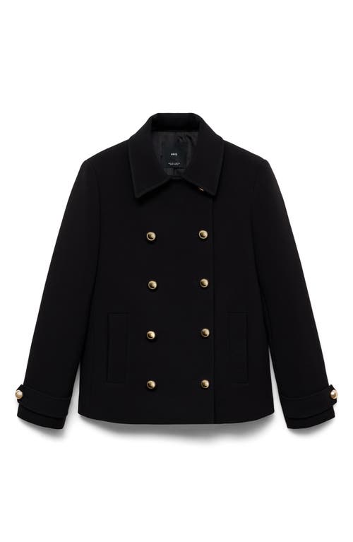 Mango Double-breasted Jacket With Lapels Black In Black