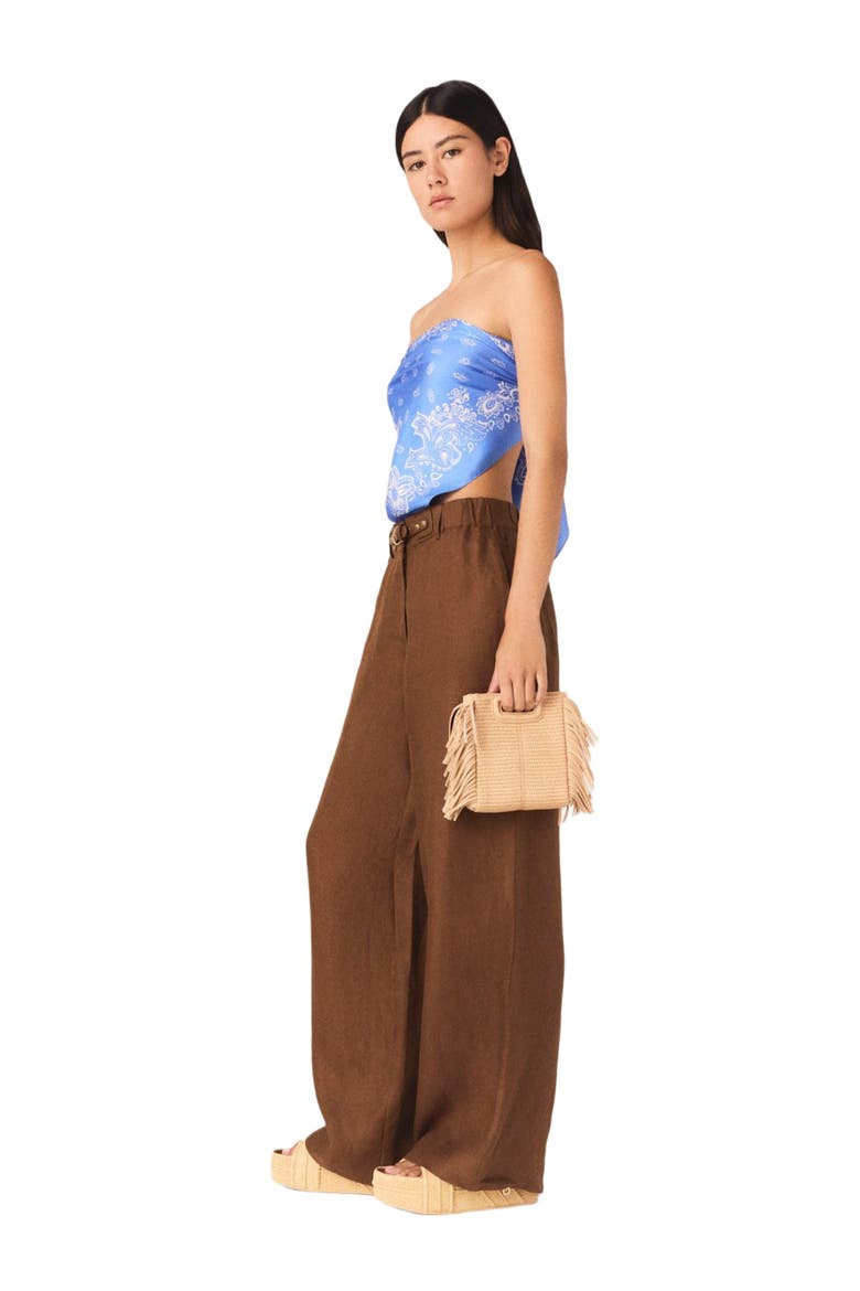 Linen-blend trousers, Alternate, color, Brown