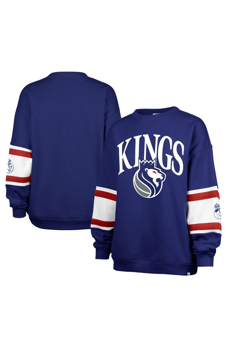 '47 Women's '47 Royal Sacramento Kings 2024/25 City Edition Steadfast Paneled Pullover Sweatshirt, Alternate, color,
