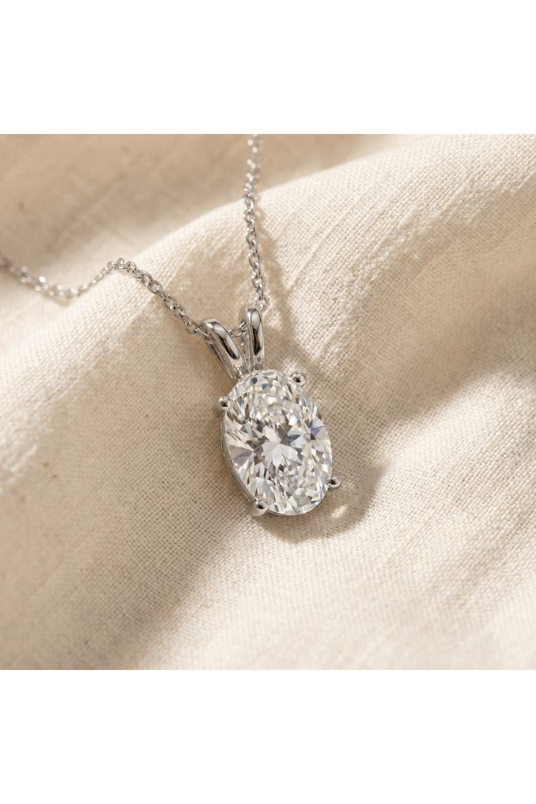 Oval Solitaire Diamond 4-Prong Pendant 14k Gold 18" Necklace Lab Grown, Alternate, color, Yellow Gold - 6Ct