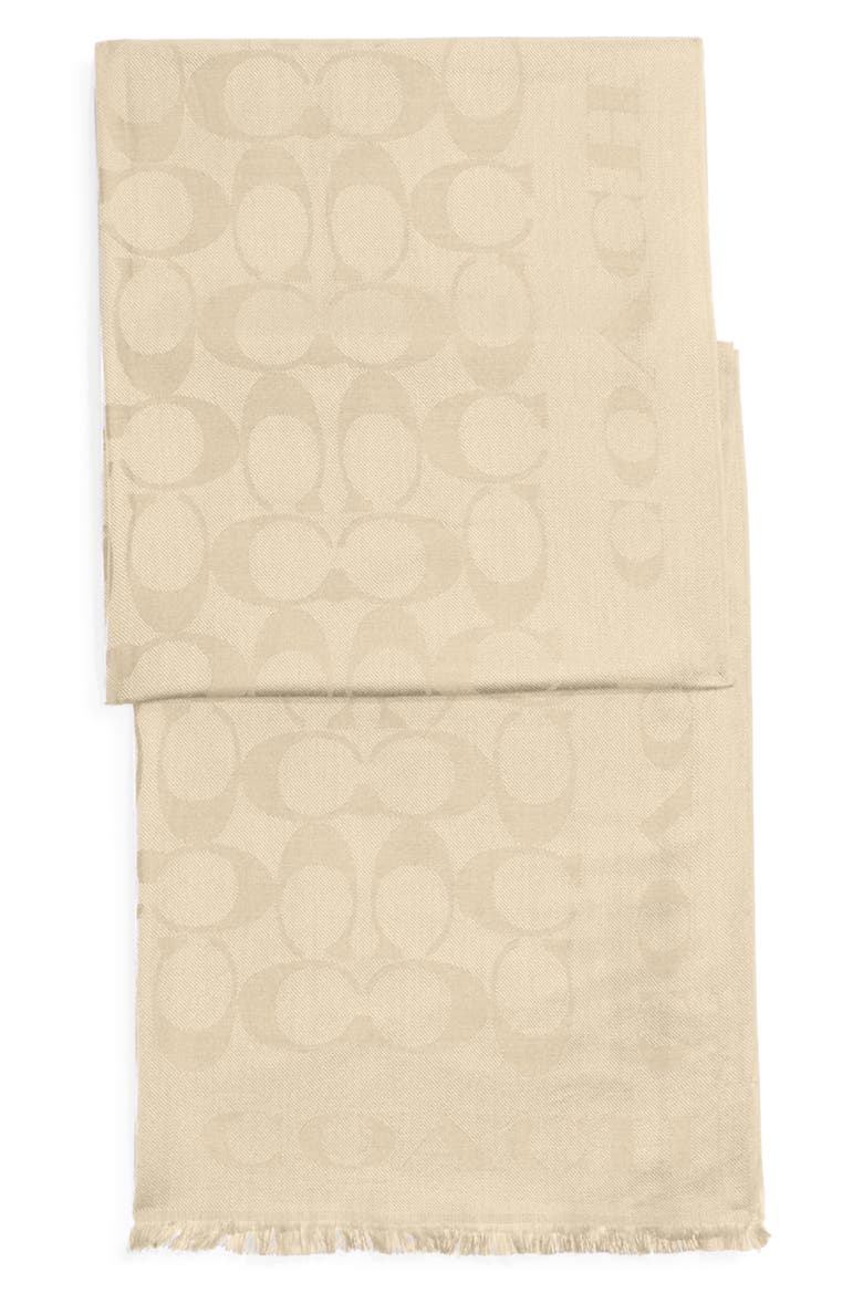 Signature-C Silk & Cotton Stole, Alternate, color, BEIGE