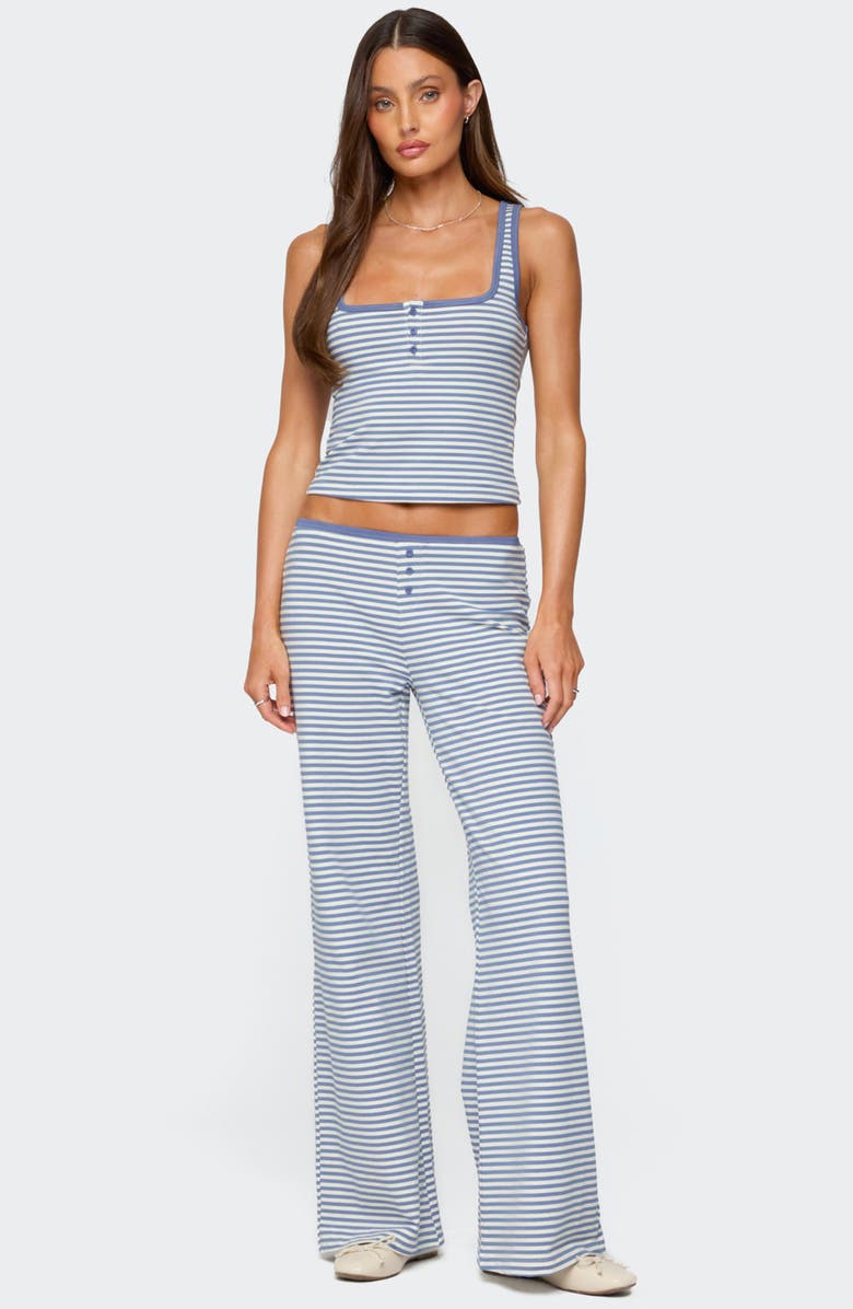 EDIKTED Monti Stripe Henley Camisole, Alternate, color, Blue-And-White