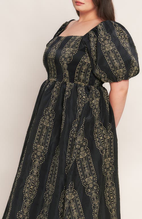 Flying Tomato Puff Sleeve Midi Dress In Brown