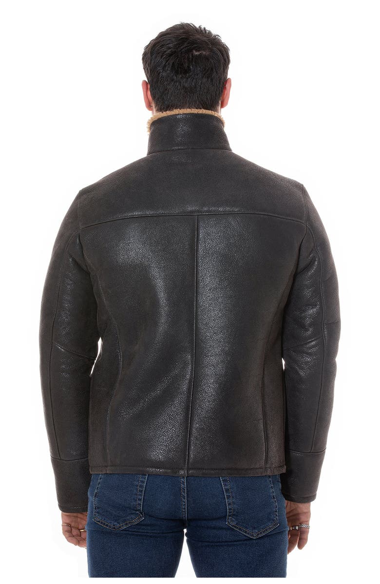 Furniq UK Daniel Textured Shearling Jacket, Alternate, color, Vintage Brown