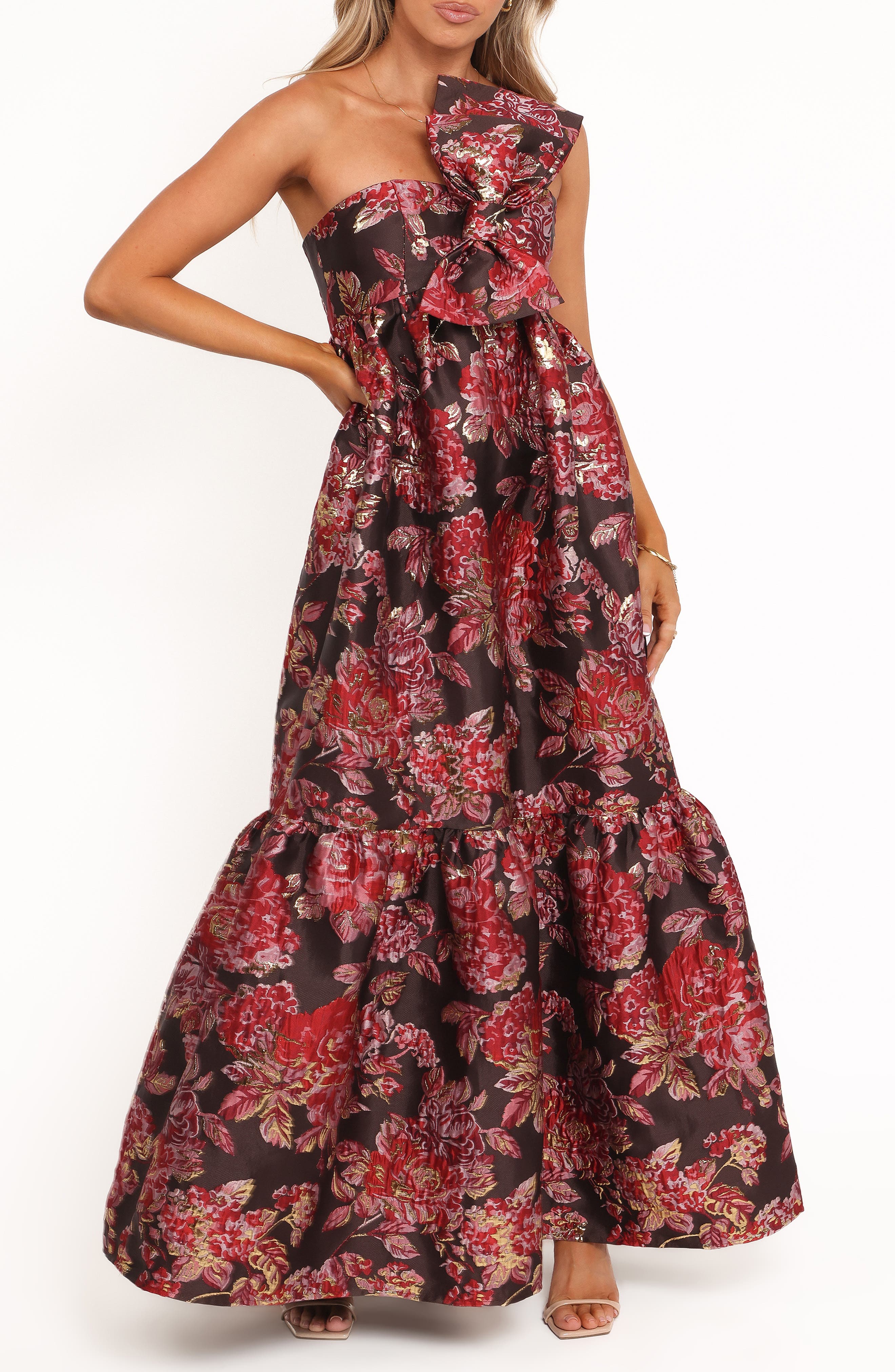 Petal & Pup Betina Bow Front One-Shoulder Maxi Dress