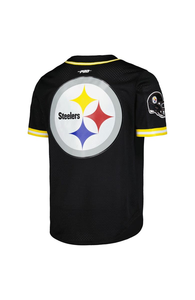 PRO STANDARD Men's Pro Standard T.J. Watt Black Pittsburgh Steelers Mesh Baseball Button-Up T-Shirt, Alternate, color, Black
