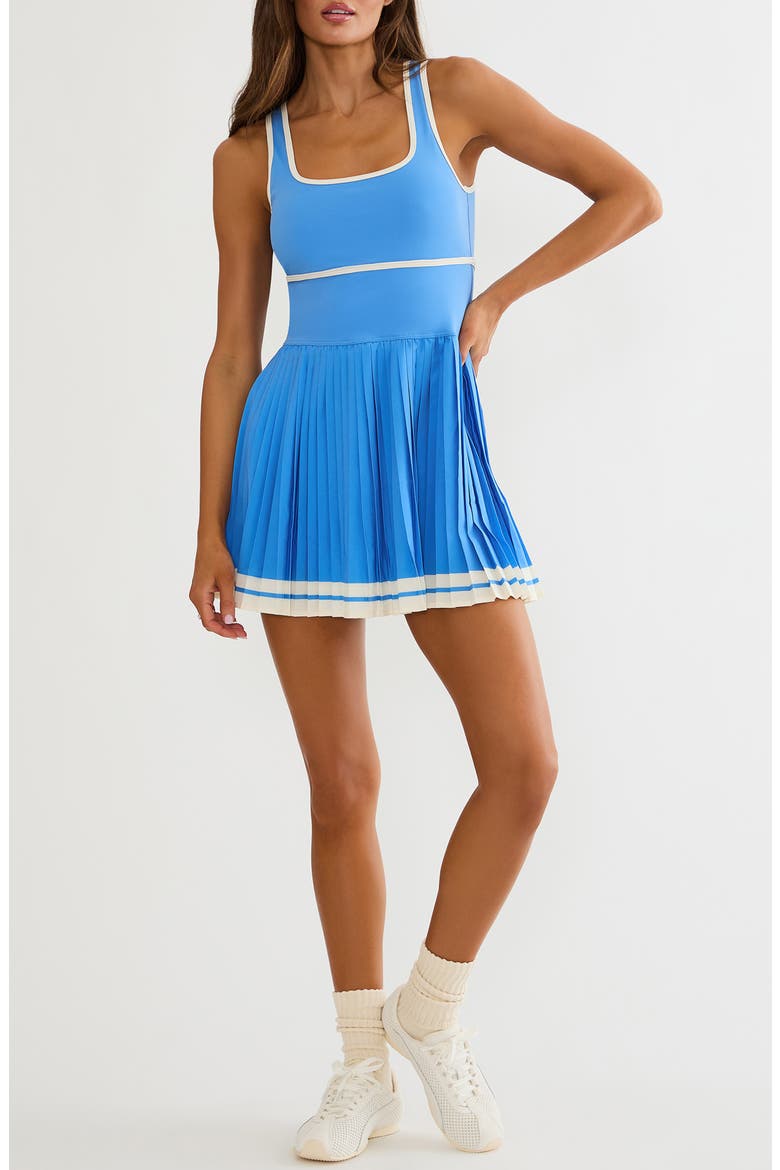 Antonia Pleated Tennis Dress, Main, color, OPAL SKY
