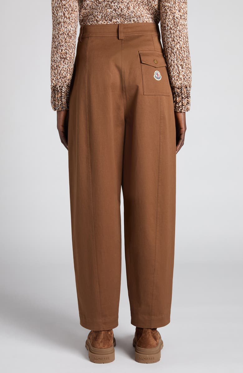 Moncler Stretch Cotton Twill Barrel Leg Ankle Trousers, Alternate, color, Burnt Caramel