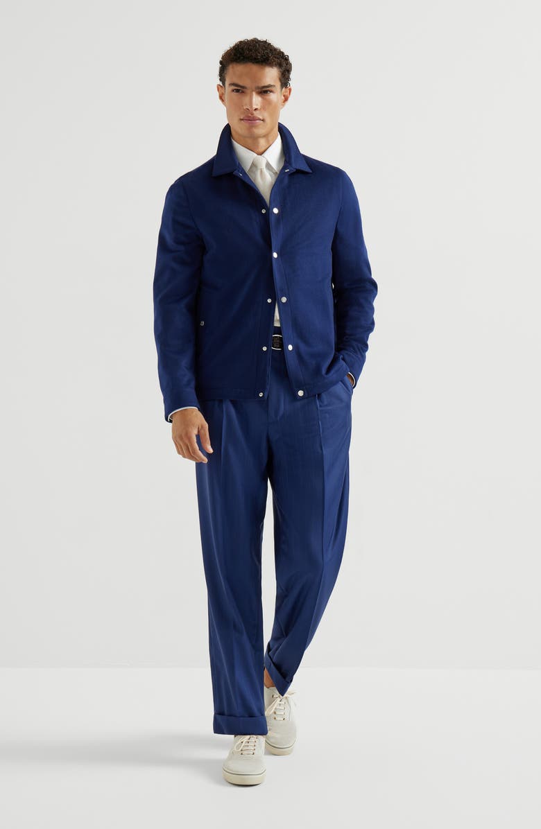 Brunello Cucinelli Cashmere flannel outerwear jacket, Alternate, color, Royale Blue