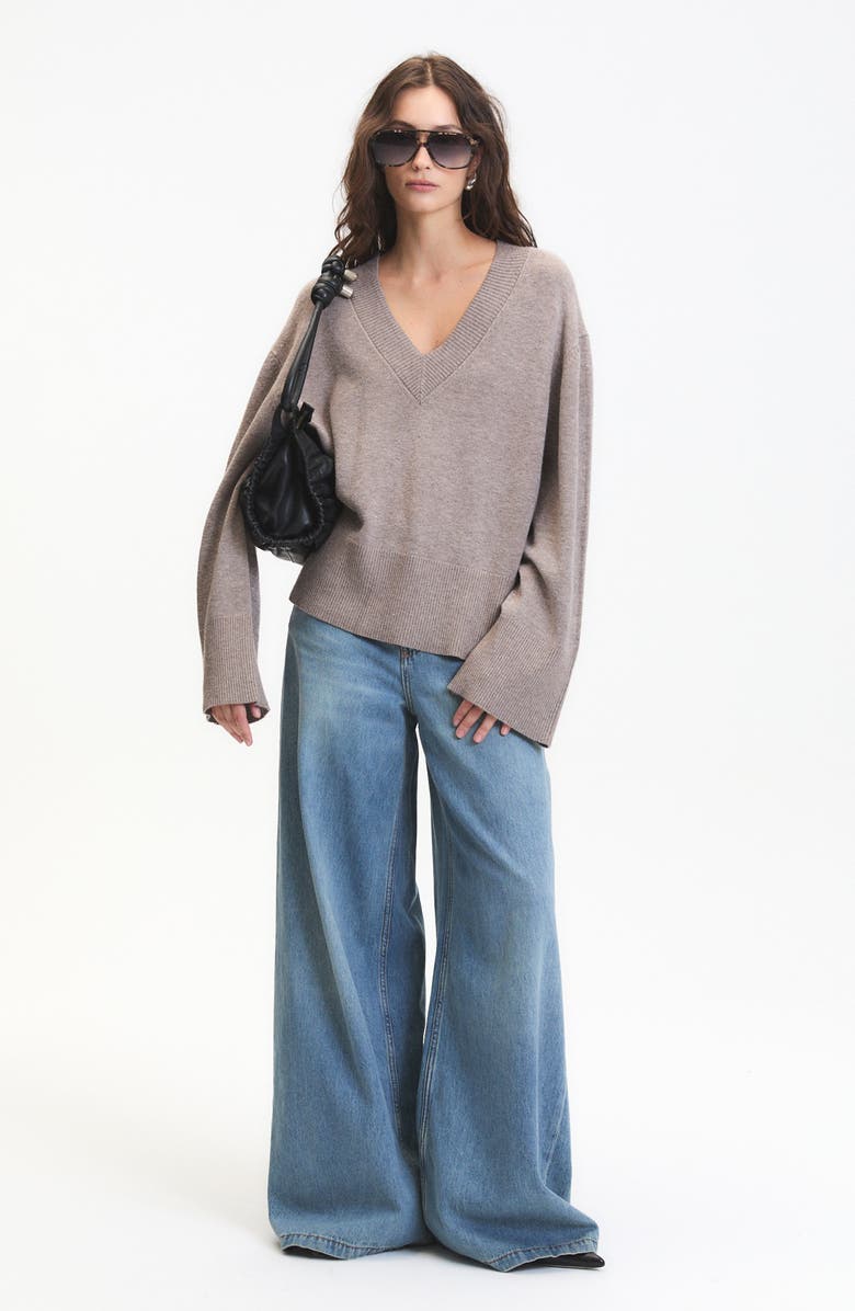 DELUC Ascclepias V-Neck Sweater, Alternate, color, Melange Mink