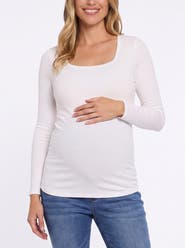 MOTHERHOOD MATERNITY Square Neck Rib Knit Long Sleeve Tee