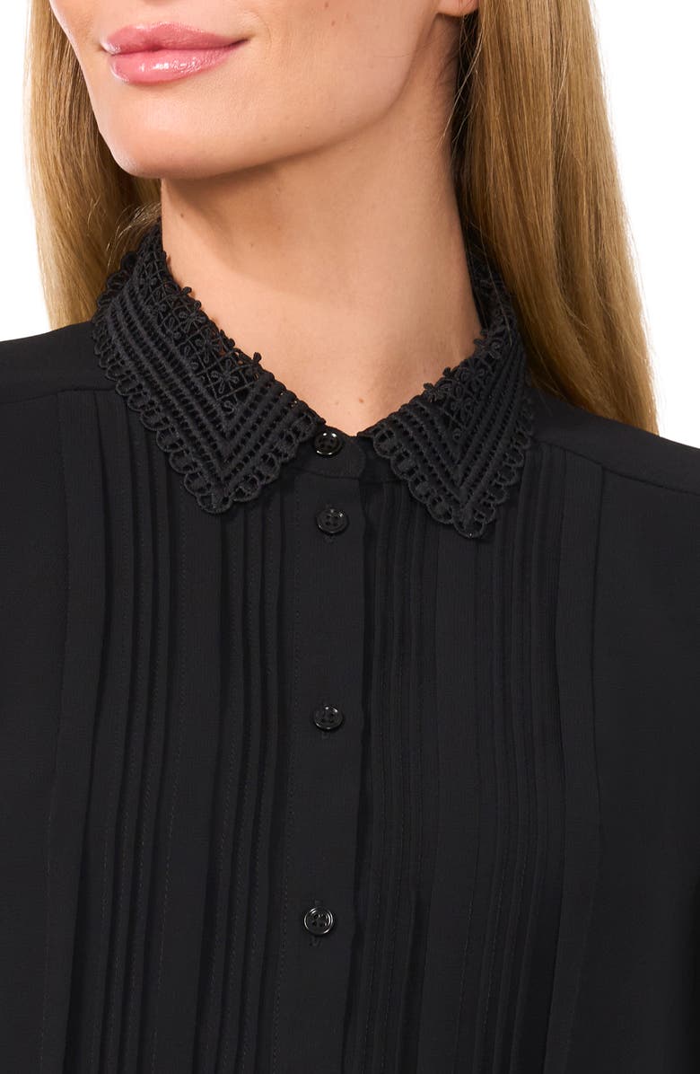 CeCe Pintuck Lace Trim Shirt, Alternate, color, 