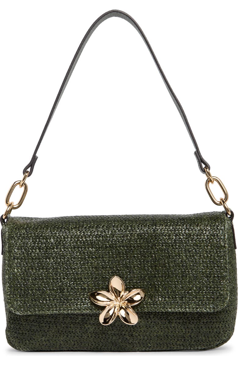Nanette Lepore Woven Shoulder Bag, Main, color, Clover Straw / Clover
