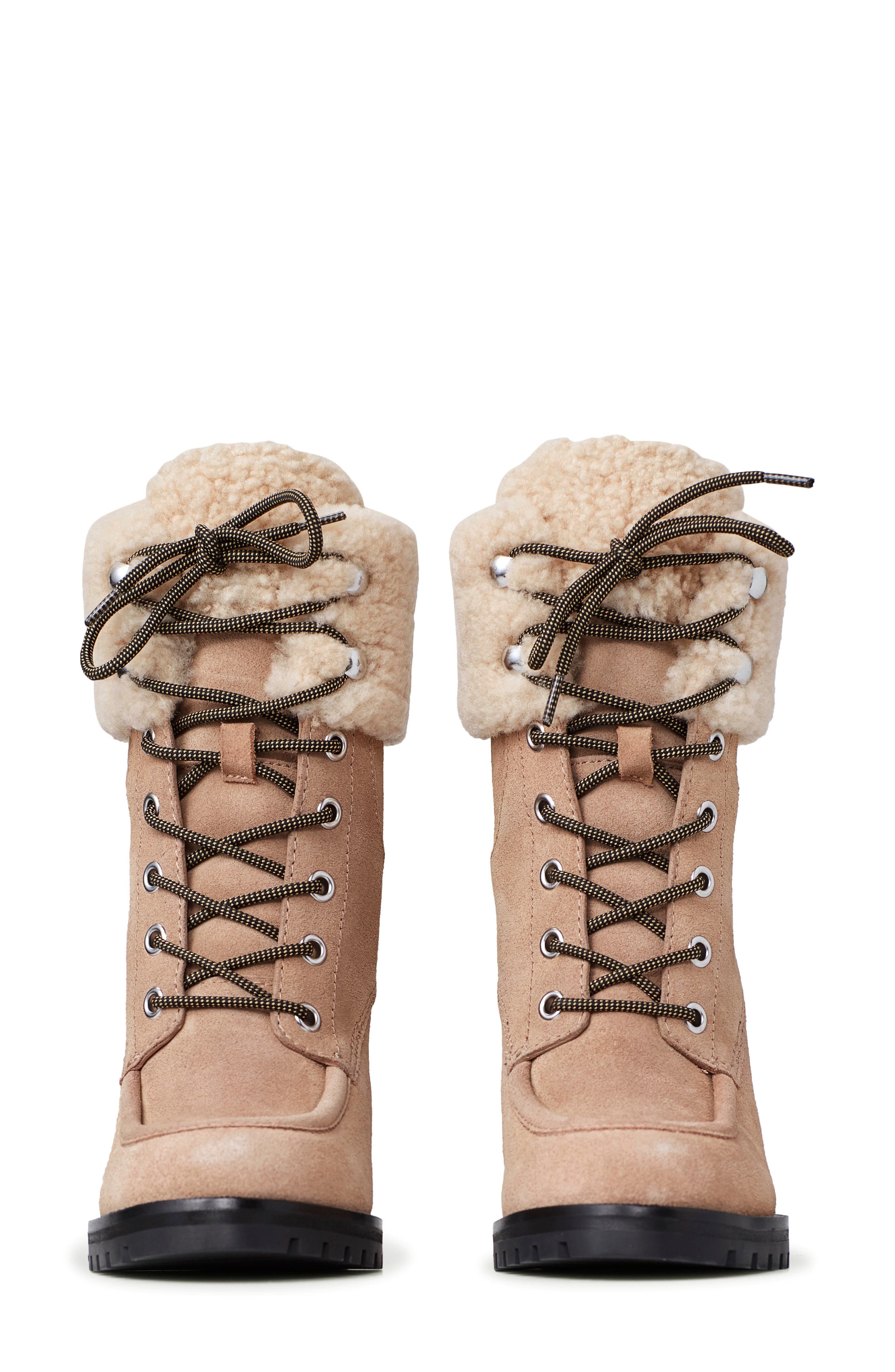 Nina Genuine Shearling Bootie, Alternate, color, TAUPE