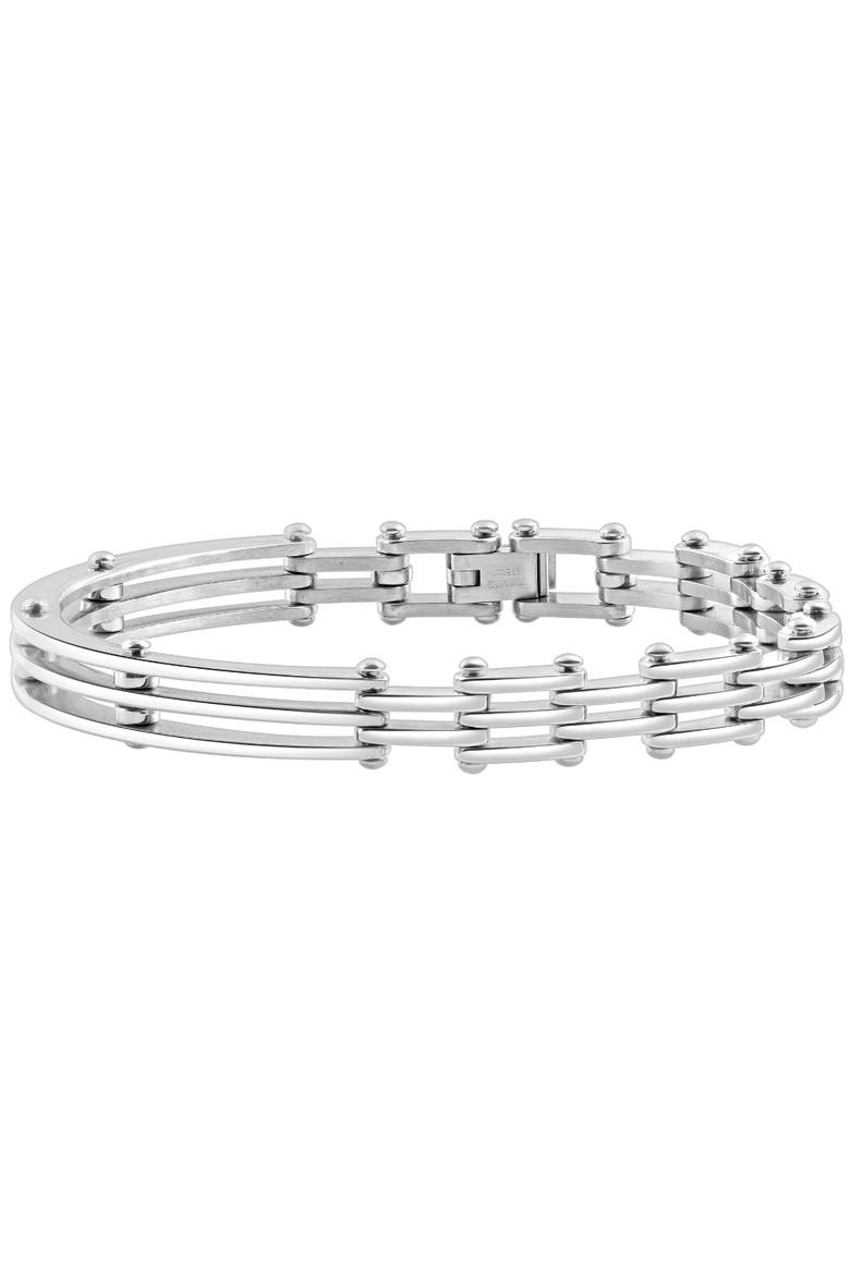 Men's Steel Polished Single Tone 7.5mm Link Flexible 8 " Cuffed Bracelet, Main, color, Stainless Steel