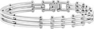 Bliss Diamond Men's Steel Polished Single Tone 7.5mm Link Flexible 8 " Cuffed Bracelet