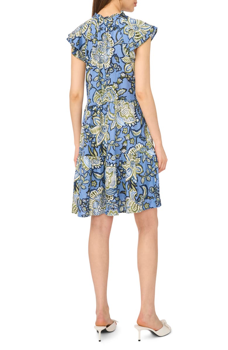 Halogen<sup>®</sup> Floral Cap Sleeve Tiered Dress, Alternate, color, Blue Multi