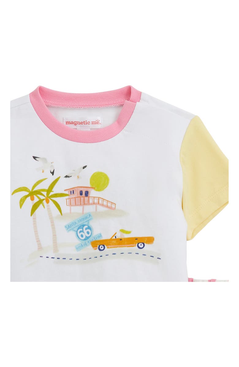 Magnetic Me Kids' Santa Monica Colorblock T-Shirt & Stripe Shorts Set, Alternate, color, Pink White