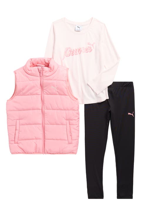 Kids' T-Shirt, Leggings & Puffer Vest Set (Big Kid)