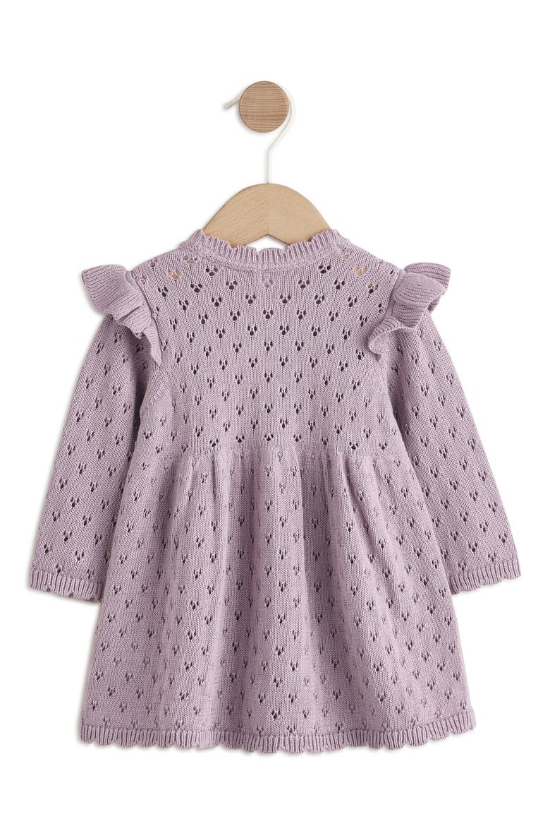 Kids' Textured Pointelle Cotton Knit Dress, Alternate, color, PURPLE