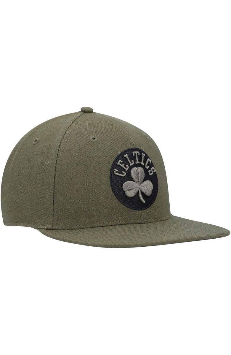 '47 Men's '47 Olive Boston Celtics Ballpark Camo Captain Snapback Hat, Alternate, color,