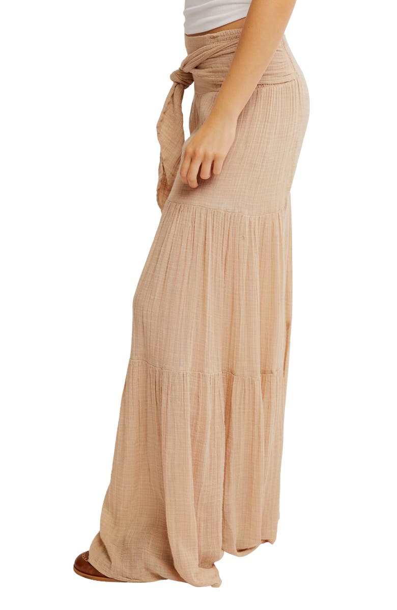 Free People Good Day Tie Waist Wide Leg Pants, Alternate, color, Sand