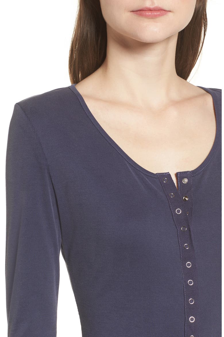 Snap Front Henley Dress, Alternate, color, NAVY EVENING