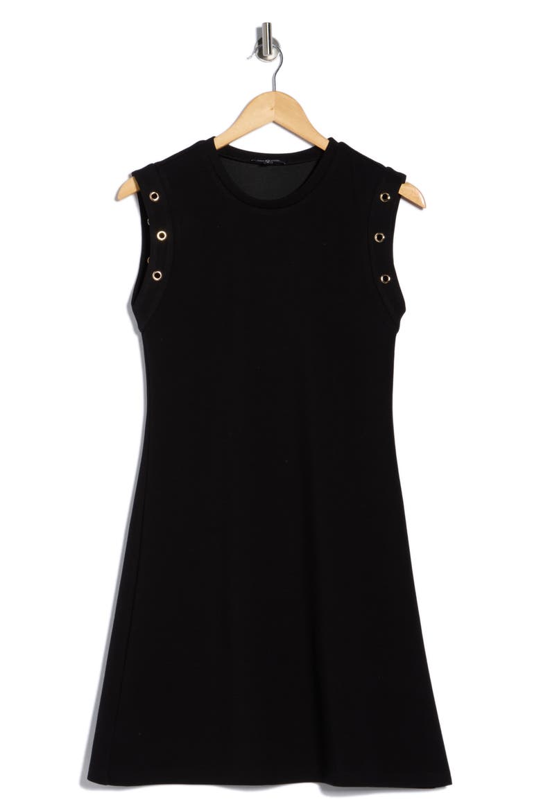 Grommet Minidress, Alternate, color, BLACK