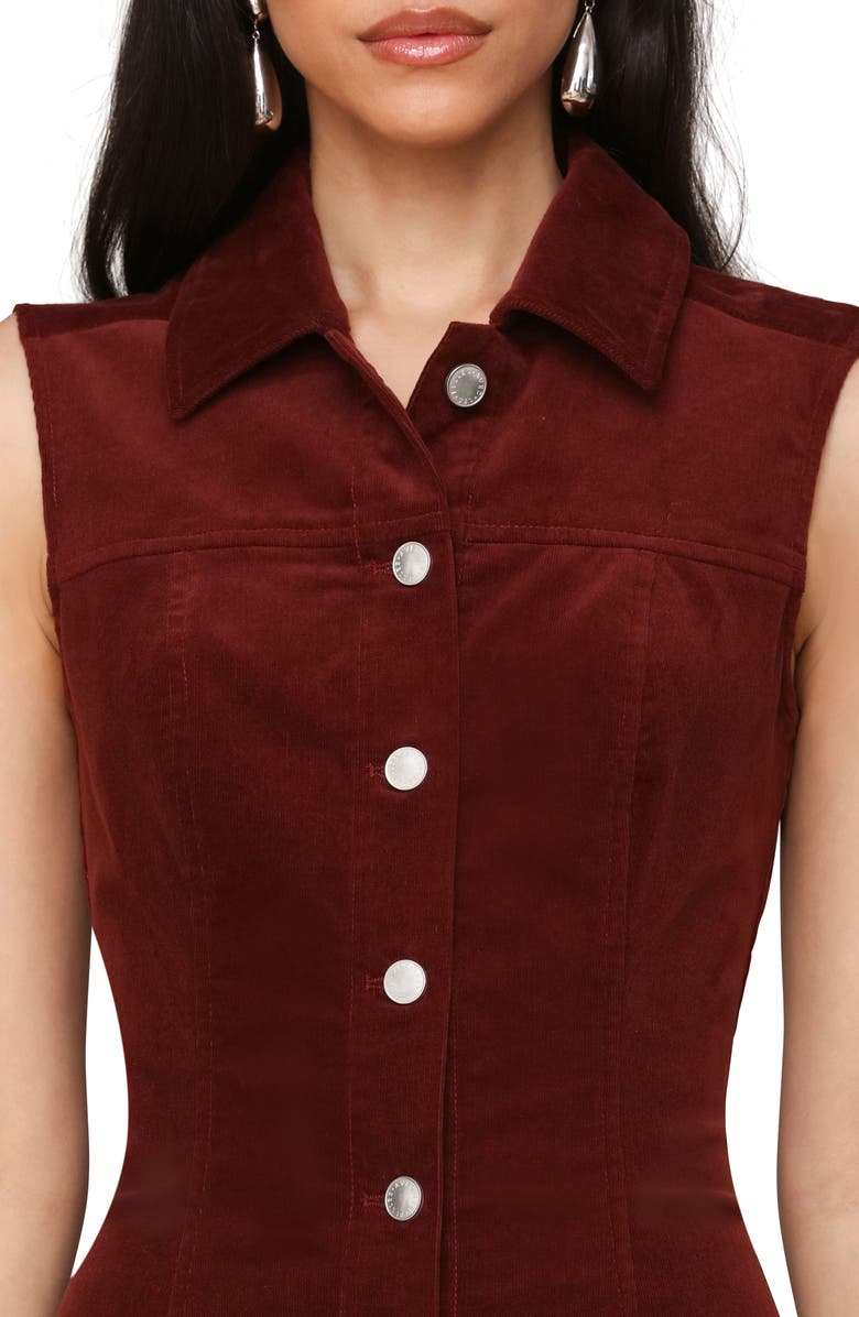 Avec Les Filles Sleeveless Corduroy Maxi Shirtdress, Alternate, color, Raisin