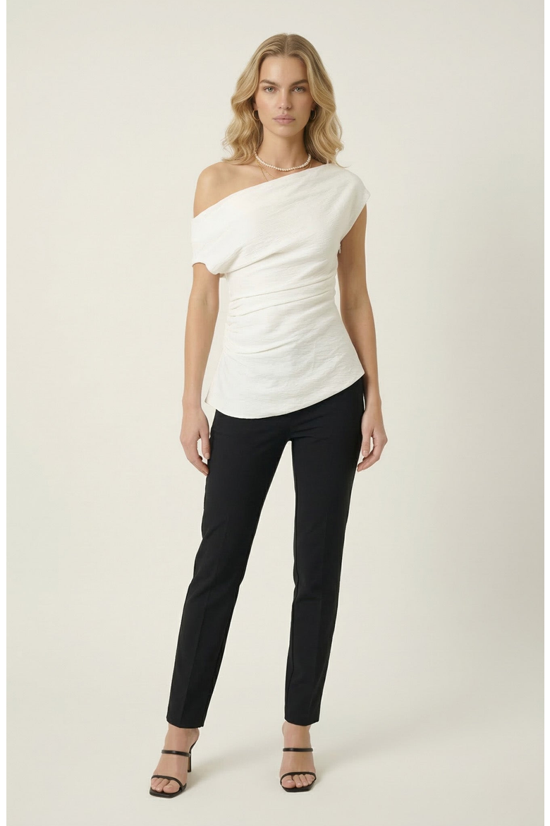Asymmetric One Shoulder Draped Top, Alternate, color, Off White