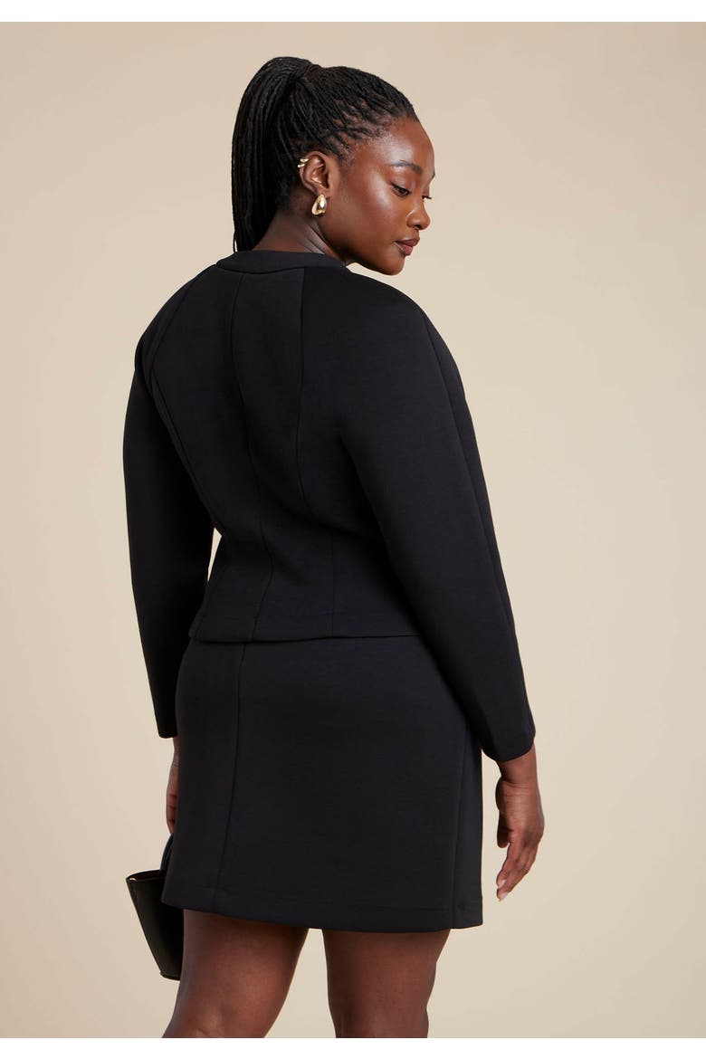 Strong Shoulder Nipped Waist Scuba Jacket, Alternate, color, BLACK ONYX