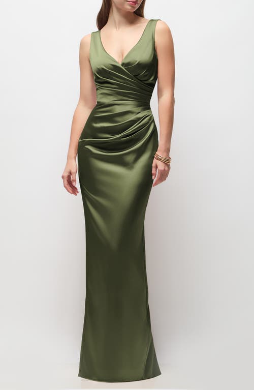 After Six Valentina Stretch Charmeuse Column Gown In Green