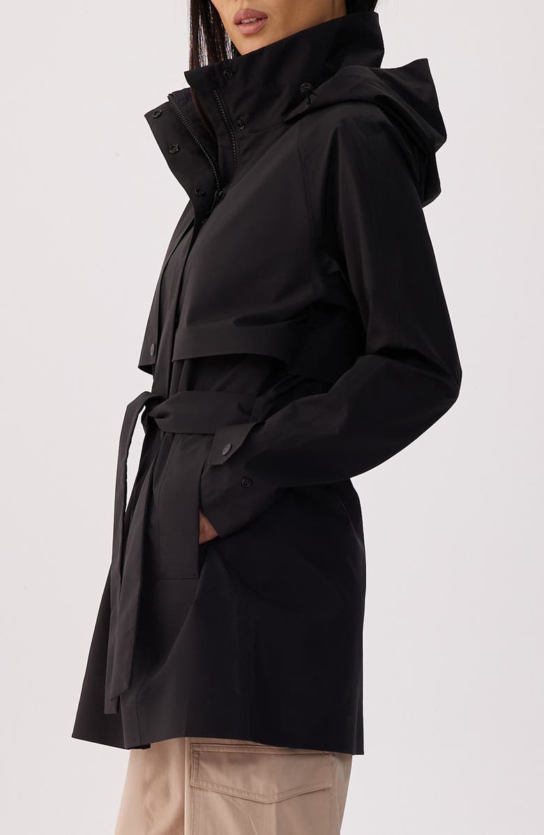 Lole Aliz Water Repellent Short Trench Coat, Alternate, color, Black