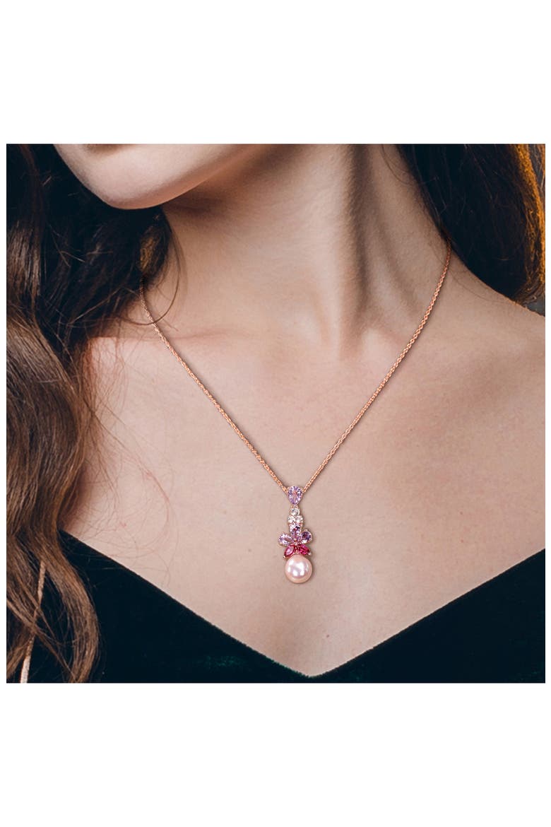 Cultured Freshwater Pearl & Pink Stone Pendant Necklace, Alternate, color, PINK MULTI