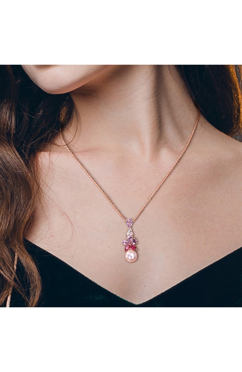 DELMAR Cultured Freshwater Pearl & Pink Stone Pendant Necklace, Alternate, color, Pink Multi