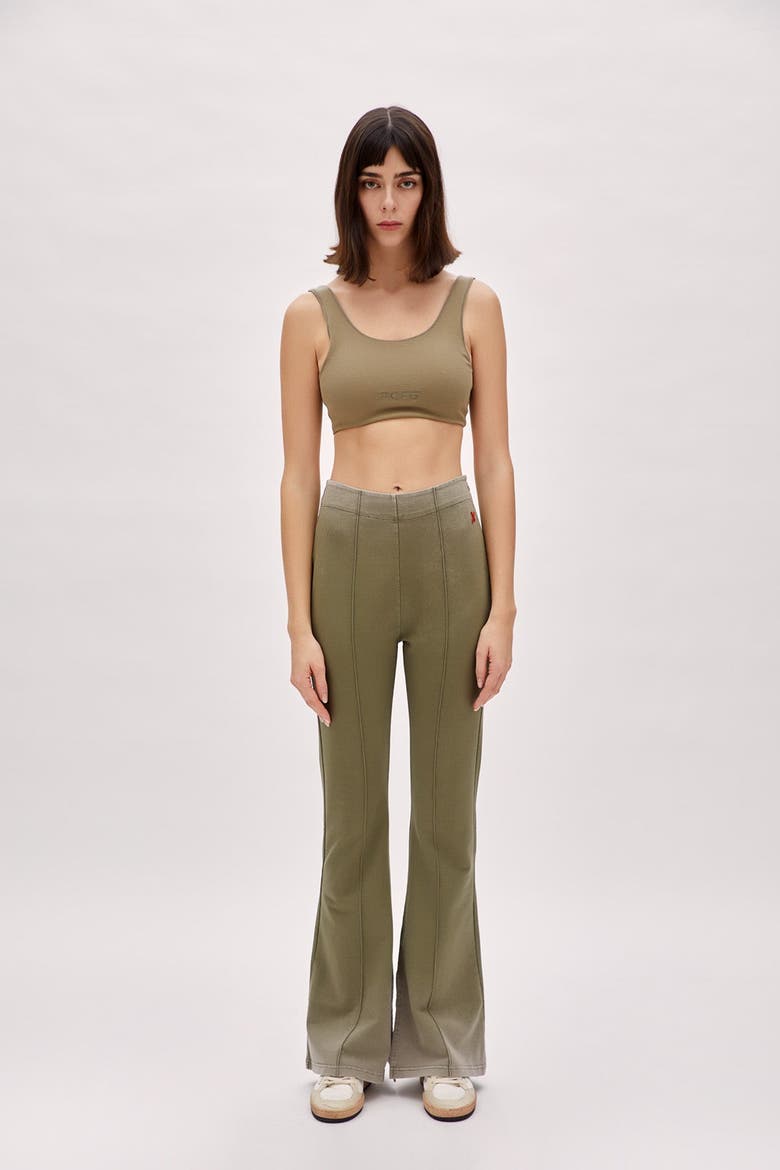 Cotton Acid Washed Flare Sweatpant, Alternate, color, Chino Green