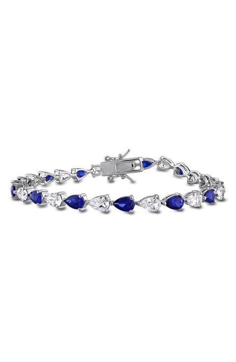 Created Blue & White Sapphire Tennis Bracelet