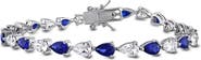 DELMAR Created Blue & White Sapphire Tennis Bracelet