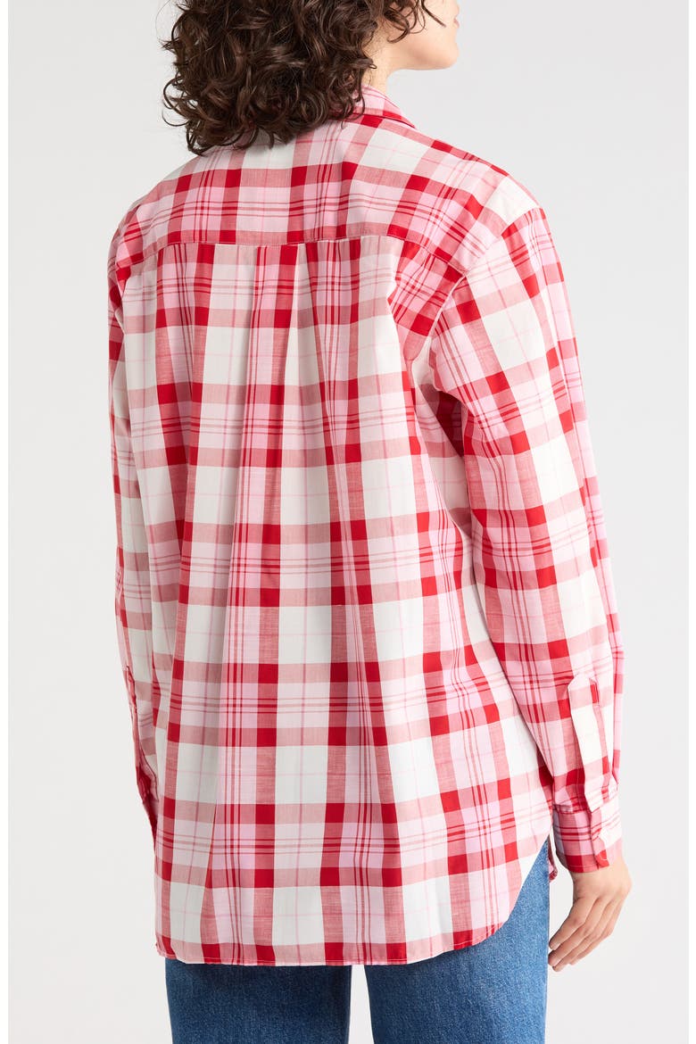 Boyfriend Button-Up Shirt, Alternate, color, RED WHITE PINK PLAID