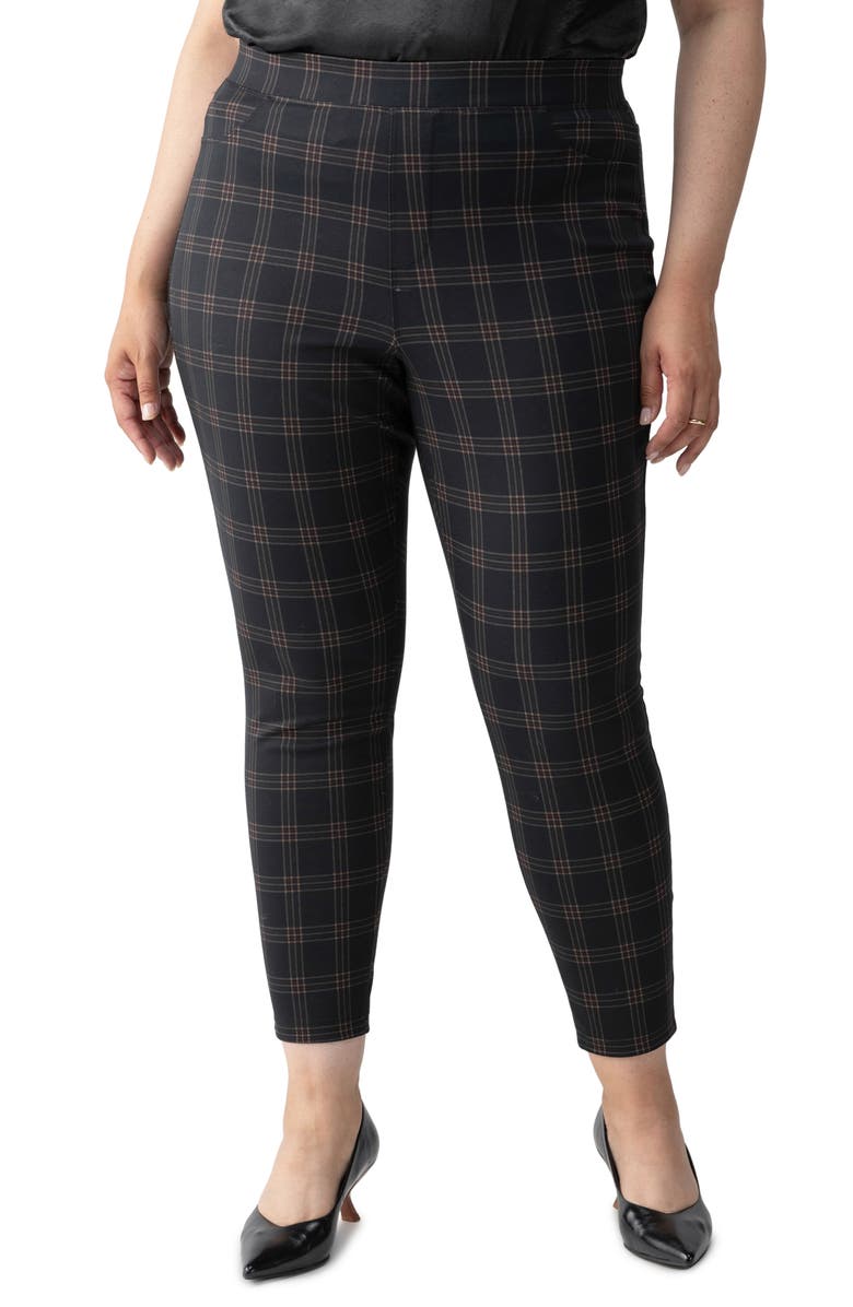 Sanctuary Runway Plaid Ponte Pocket Leggings, Main, color, 