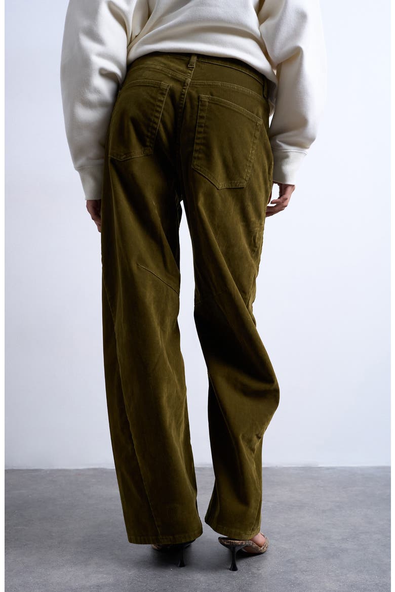 Velvet Barrel Leg Pants, Alternate, color, KHAKI