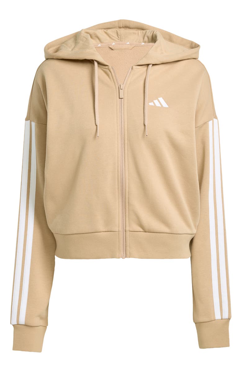 adidas 3-Stripes French Terry Full Zip Hoodie, Alternate, color, Warm Sandstone/ White