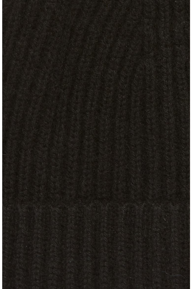 Cashmere Ribbed Beanie, Alternate, color, BLACK