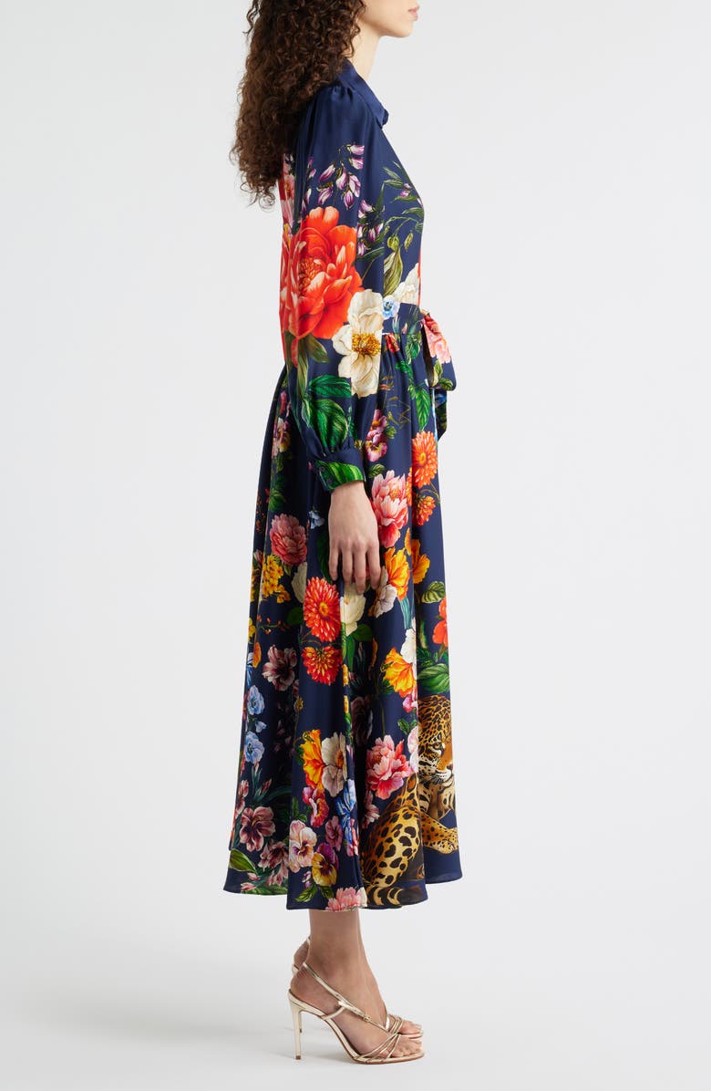 Elie Tahari The Melina Sahara Desert Print Long Sleeve Stretch Silk Shirtdress, Alternate, color, Sahara Desert Print